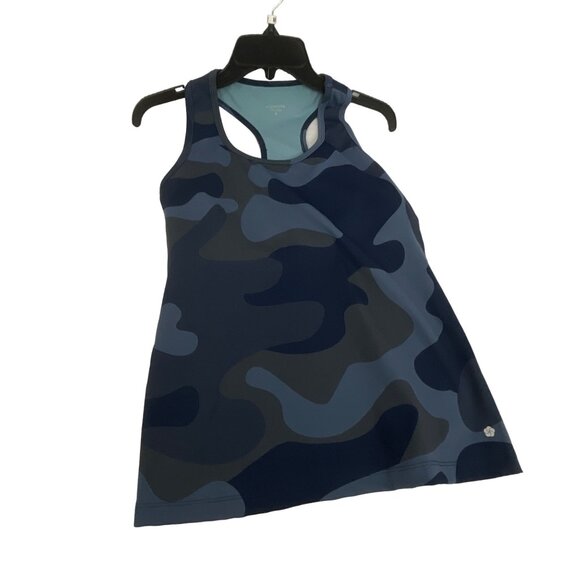 YogaWorks Womens Camo Scoop Neck Racerback Brami Tank Top Small Blue Gray - Picture 1 of 4
